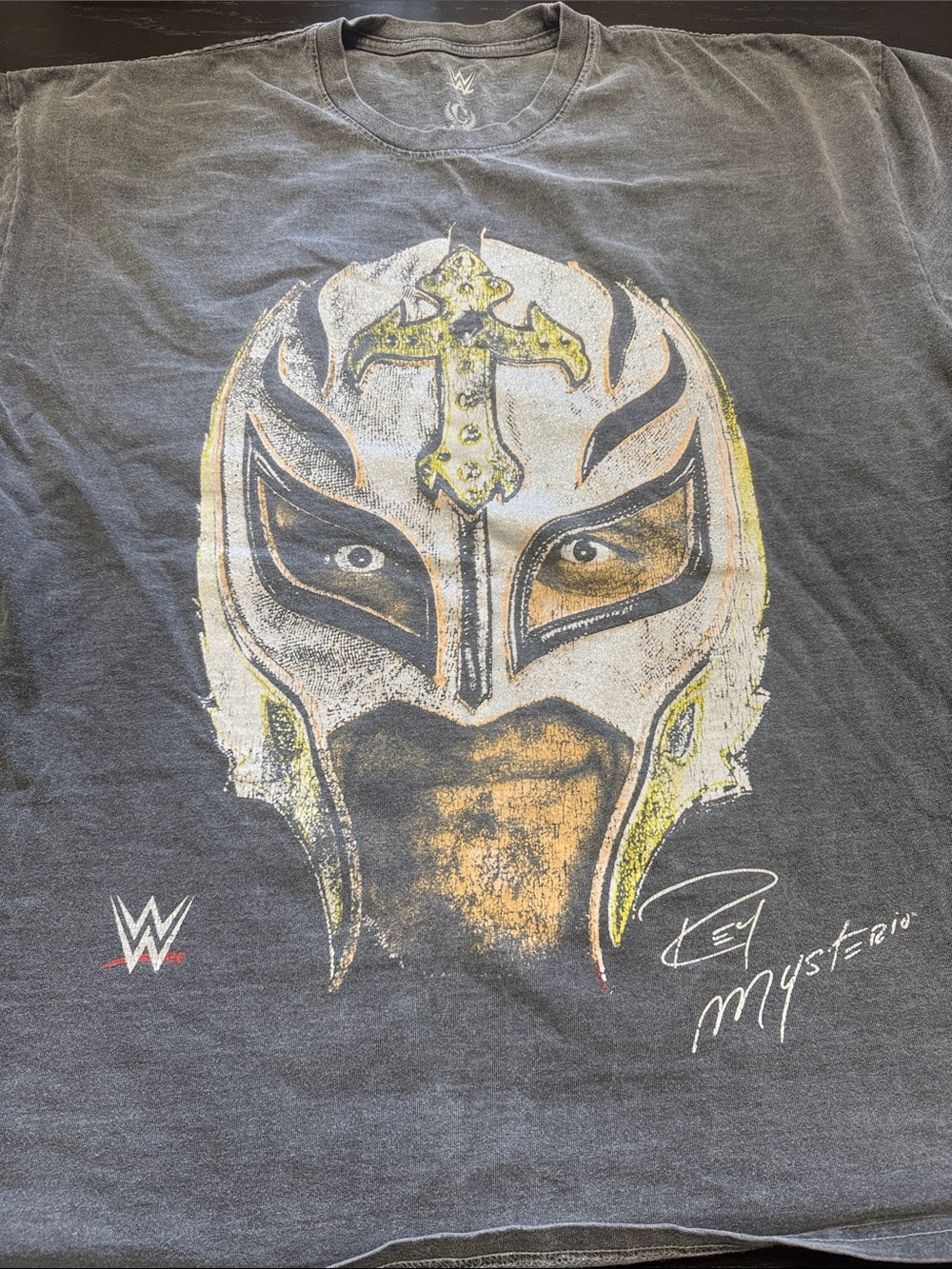 WWE Rey Mysterio Mask Graphic Tee - Black with Yellow